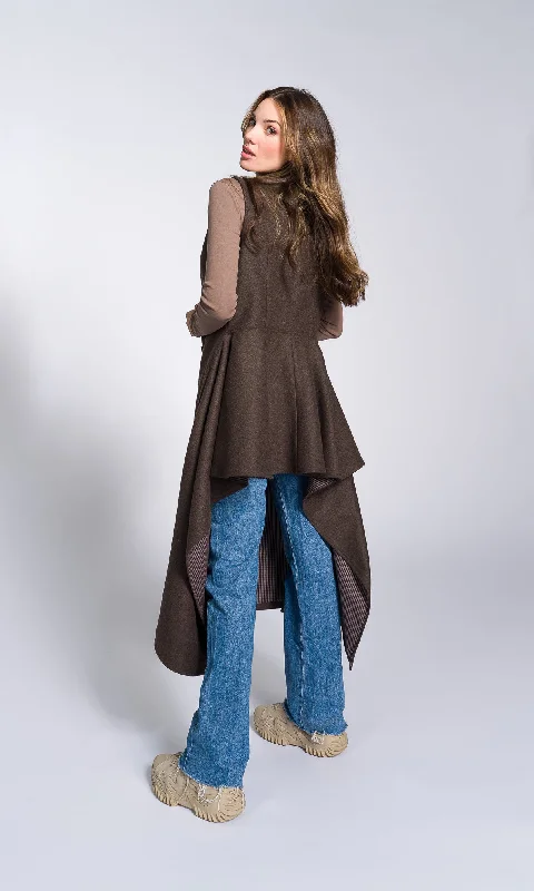 Classic Glamour Bold Street Trends Sleeveless Lined Coat with Short Peplum Back