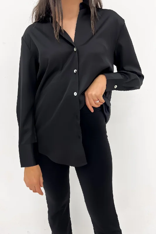 Arden Satin Shirt Black