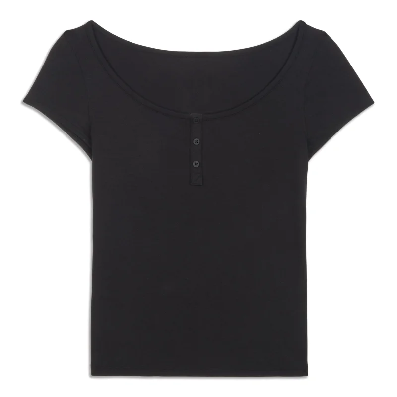 Cap-Sleeve Henley T-Shirt - Resale