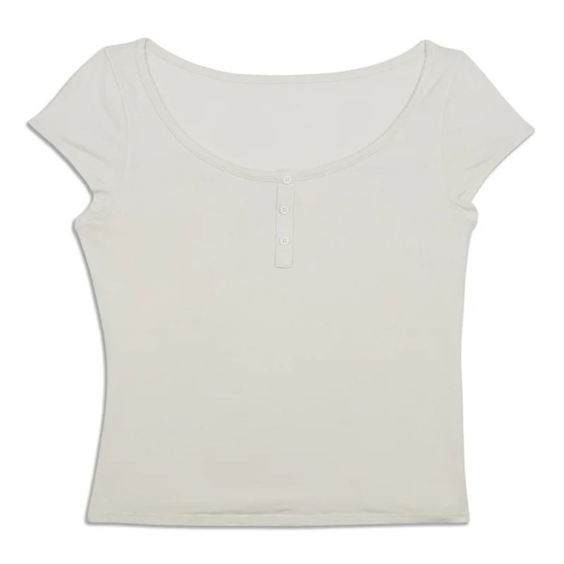 Cap-Sleeve Henley T-Shirt - Resale