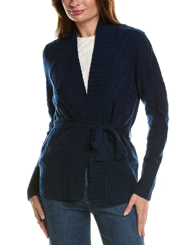 Forte Cashmere Belted Wool & Cashmere-Blend Cardigan