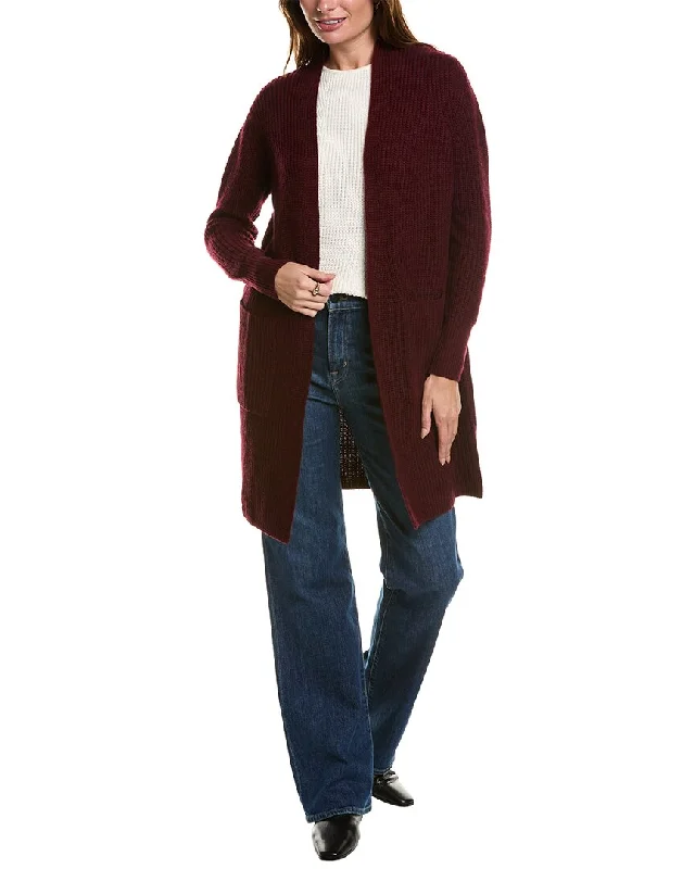 Forte Cashmere Rib Long Wool & Cashmere-Blend Cardigan