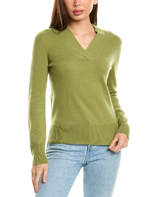 InCashmere Cross Neck Cashmere Sweater