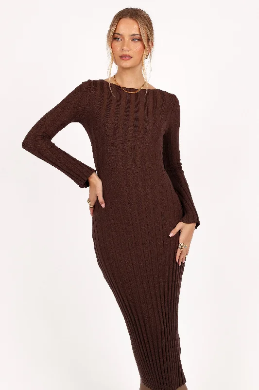 Jolene Long Sleeve Maxi Dress - Brown