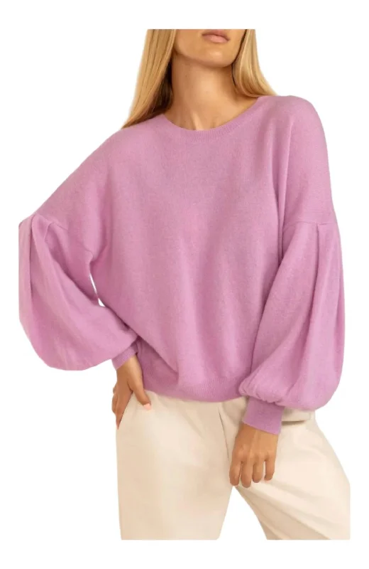 Vintage Charm Relaxed Chic Wear Classic Retro Mimi Puff Balloon Sweater In Mauve