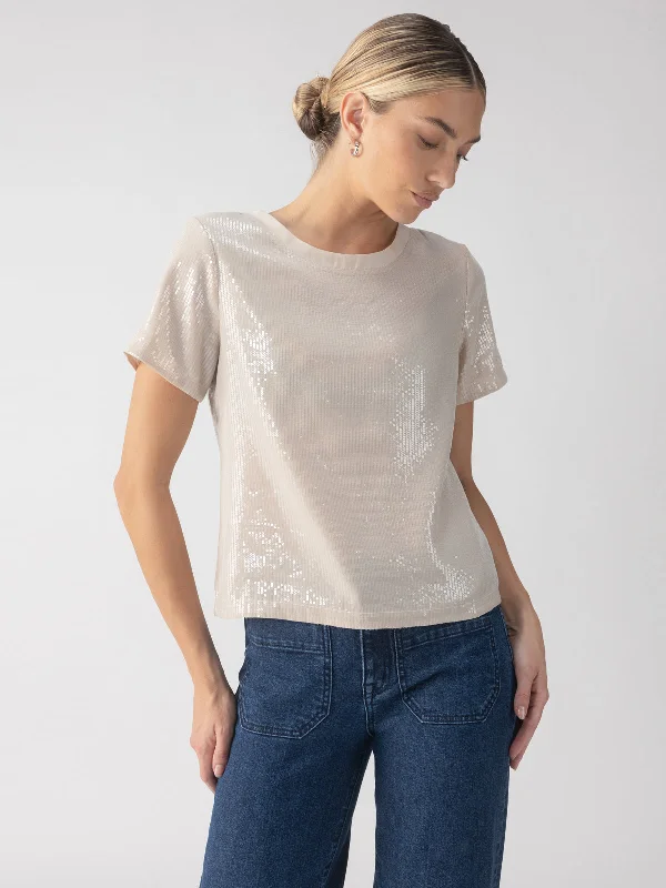 Perfect Sequin Tee Frosted Almond