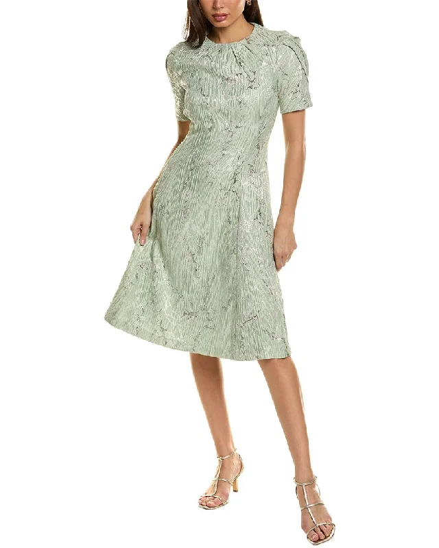 Teri Jon by Rickie Freeman Metallic Jacquard A-Line Dress