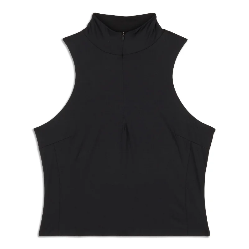 Tight-Fit Lined Half-Zip Tank Top - Resale