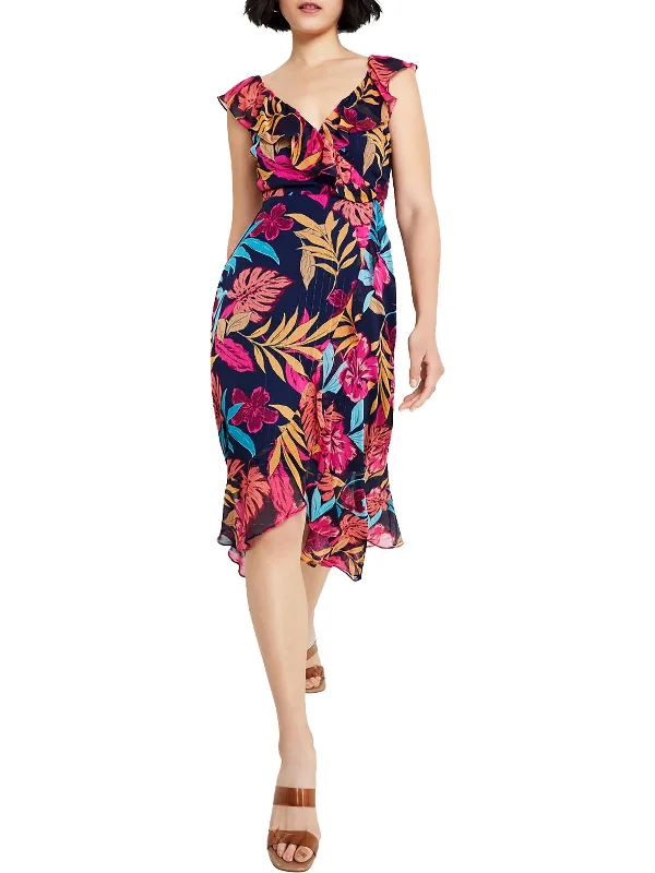 Womens Midi Ruffled Midi Dress