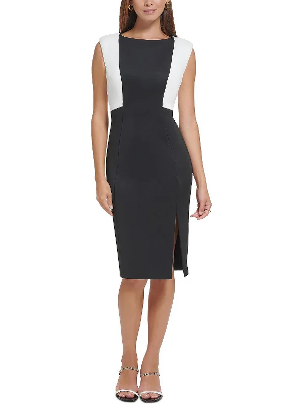 Womens Scuba Colorblock Sheath Dress