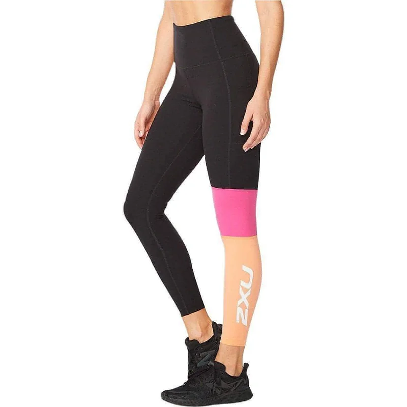 2XU Form Block Hi Rise Compression Womens Long Running Tights - Black