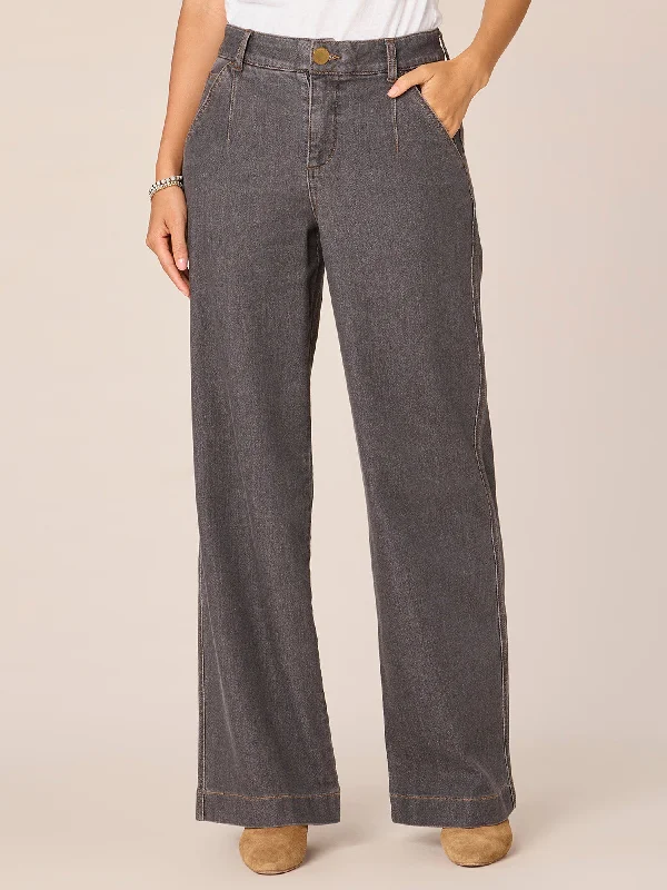 "Ab"solution High Rise Slash Pocket Wide Leg Jeans with Front Darts