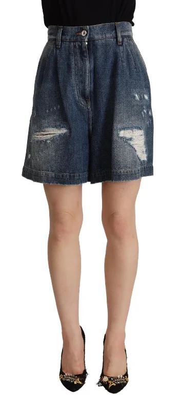 Dolce & Gabbana Chic High-Waisted Distressed Bermuda Women's Shorts