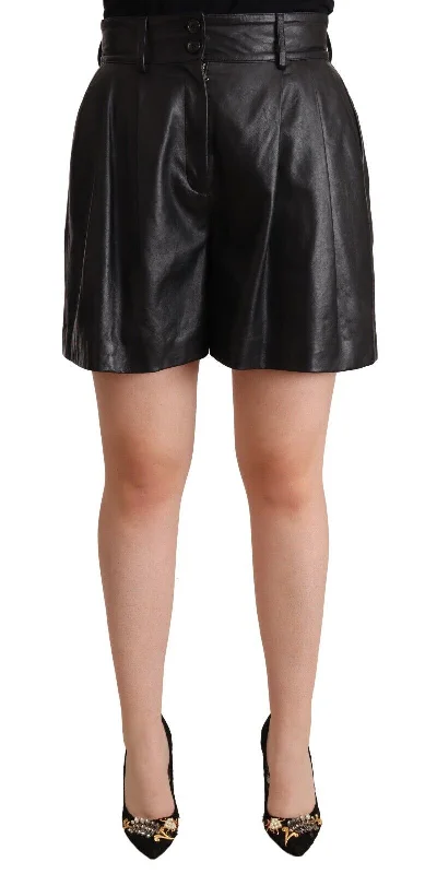 Dolce & Gabbana Elegant  Leather High Waist Women's Shorts