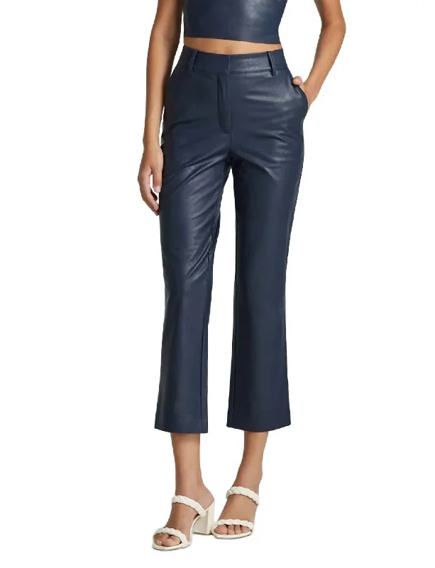 Chic Appeal Relaxed Street Fashionista Alice style Faux Leather 7/8 Trouser In Navy Chic Appeal Relaxed Street Fashionista Alice style Faux Leather 7/8 Trouser In Navy
