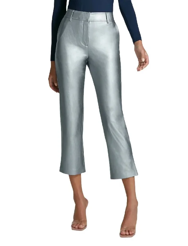 Faux Leather 7/8 Trouser In Platinum