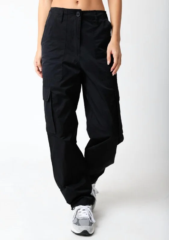 Gia Cargo Pant With Drawstring Bottom In Black