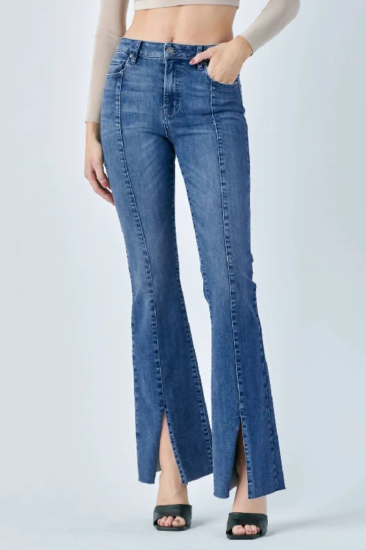 Happi Flare With Front Slit Jeans In Medium Dark