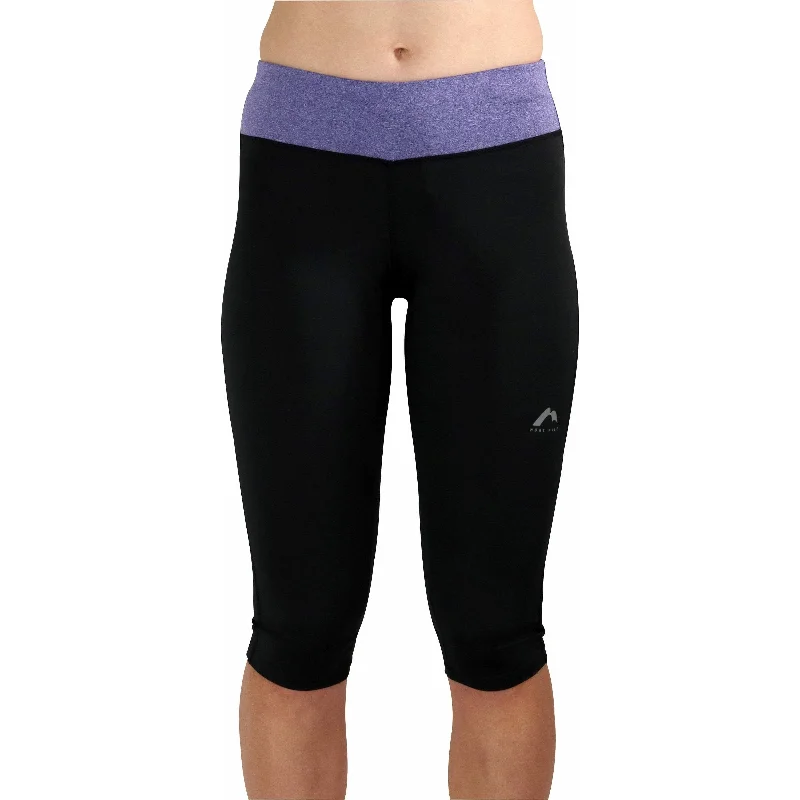 More Mile Marl Womens 3/4 Capri Running Tights - Black