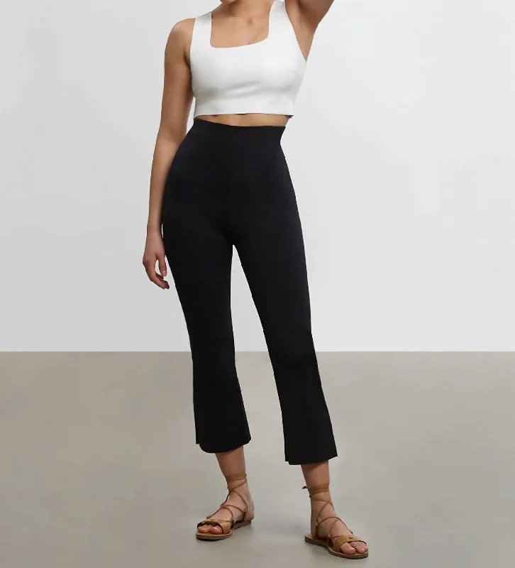 Neoprene Cropped Flare Leggings In Black