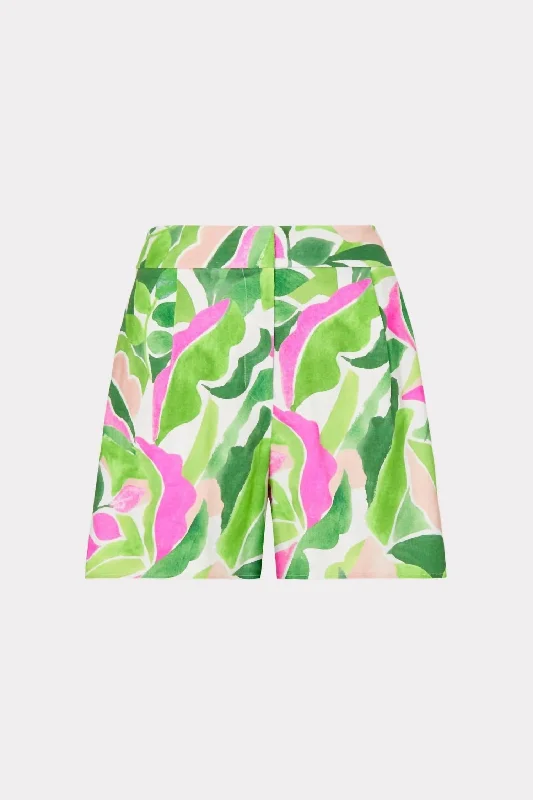 Painted Bloom Linen Short In Leaf Multi