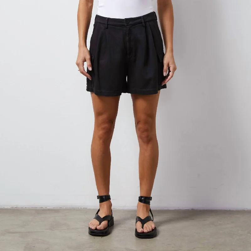 Soft Twill Cargo Short In Black