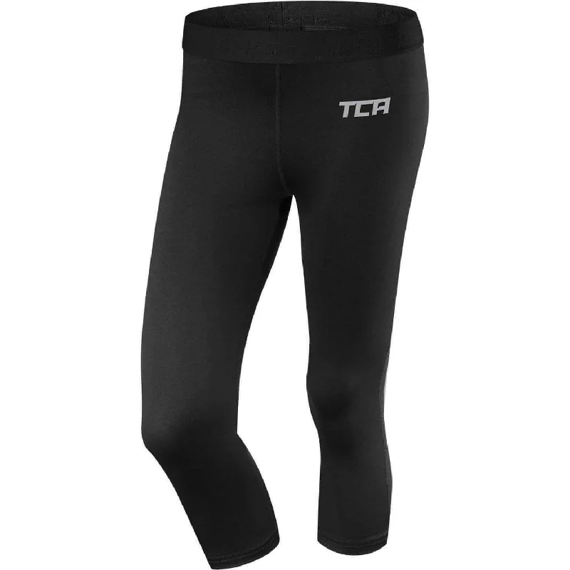 TCA Pro Performance Endurance Womens 3/4 Capri Running Tights - Black