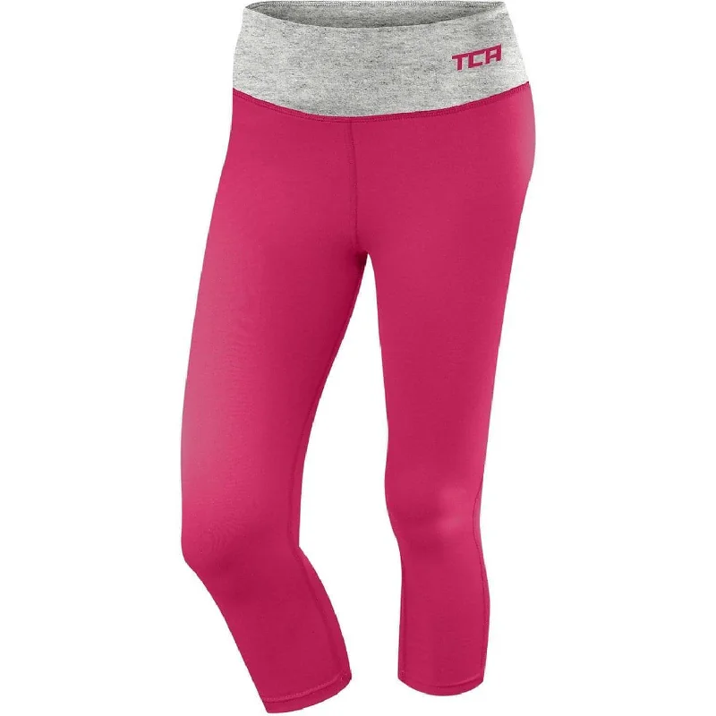 TCA Pro Performance Supreme Womens 3/4 Capri Running Tights - Pink