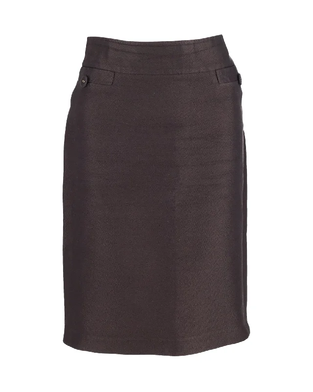 Bottega Veneta Knee-Length Pencil Skirt in Grey Cotton