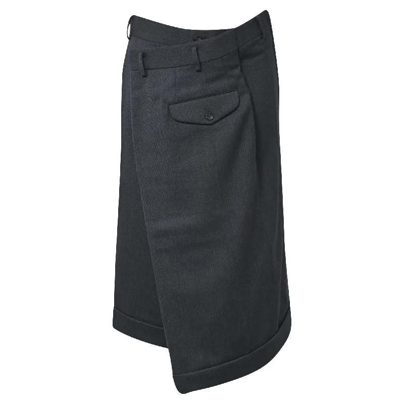 Comme Des Garçons Asymmetrical Overlap Skirt in Grey Wool