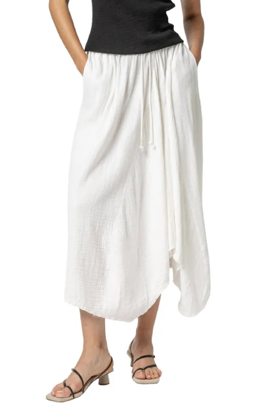 Gauze Waterfall Skirt In White