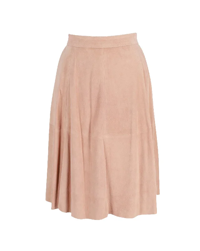 Iris & Ink Circle Skirt in Pink Suede