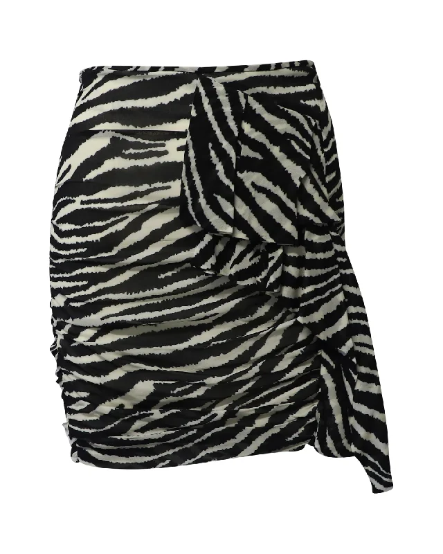 Isabel Marant Etoile Jerine Ruffled Zebra Print Skirt in Black Viscose