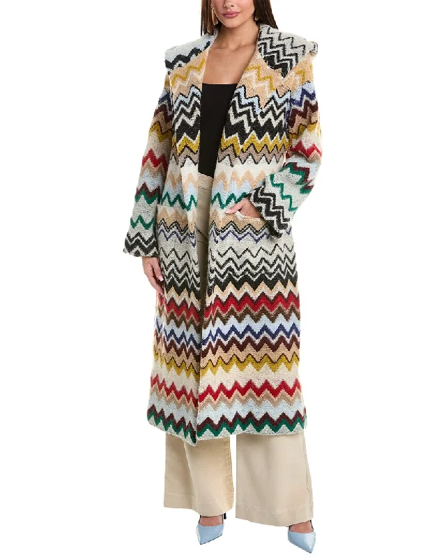 M Missoni Long Mixed Wool & Alpaca-Blend Coat