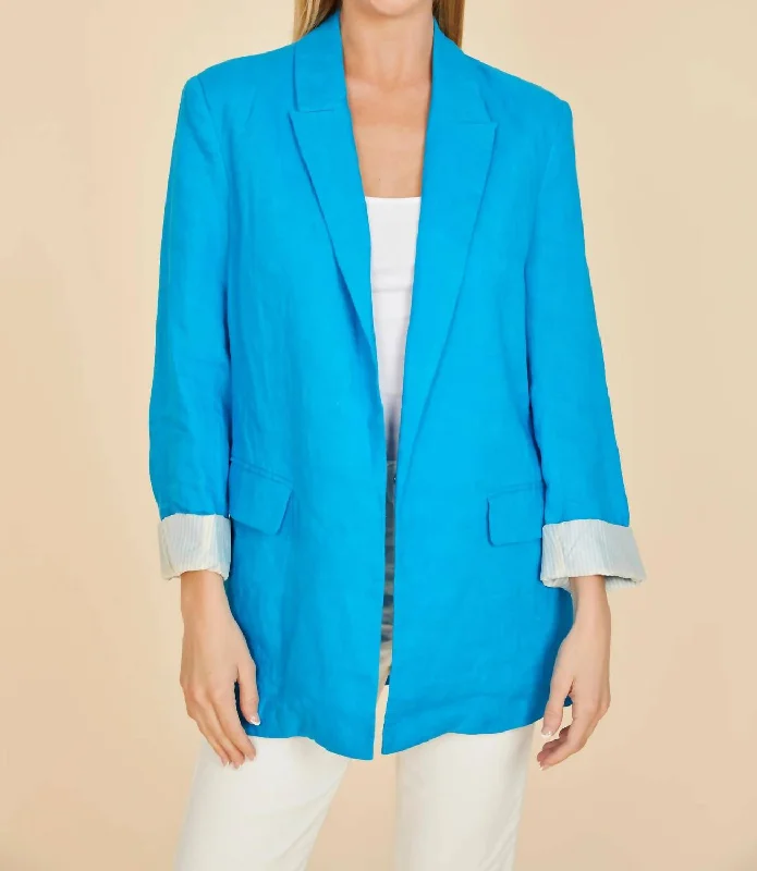 Oveersized Linen Blazer In Cobalt