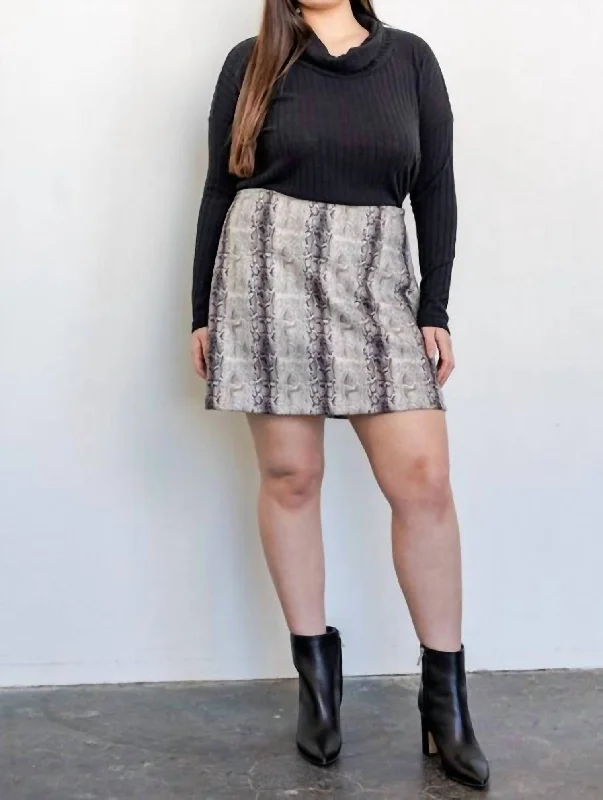 Snake Print Skirt Curvy In Taupe