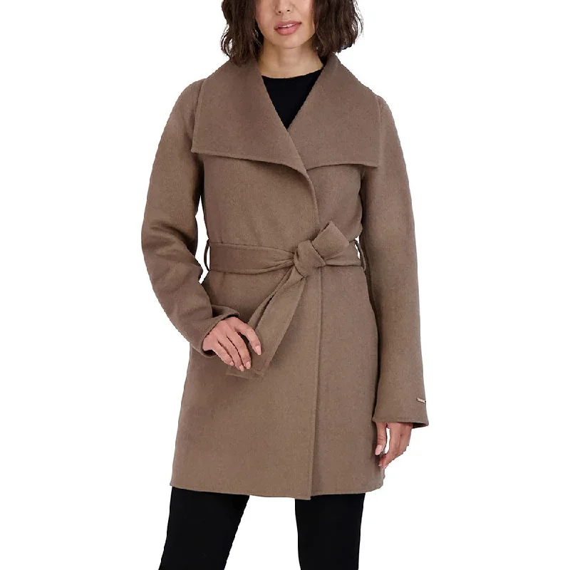 Tahari Women's Mink Wool Wrap Coat Belted Jacket