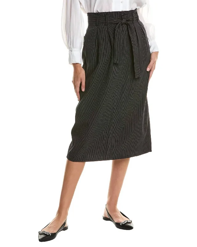 Trouser Pencil Skirt In Narrow Smokey Stripe