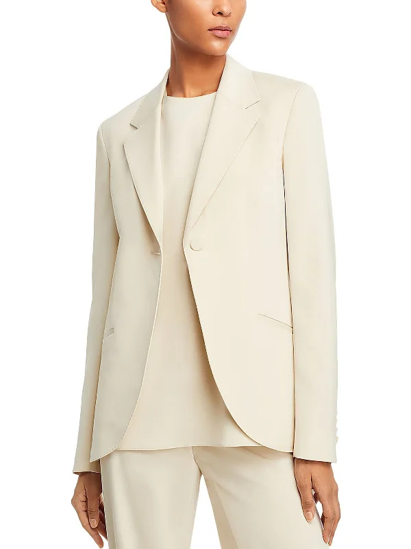 Womens Silk Blend Suit Separate One-Button Blazer