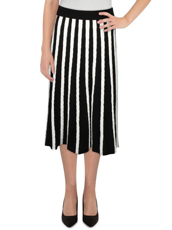 Womens Striped Long Midi Skirt