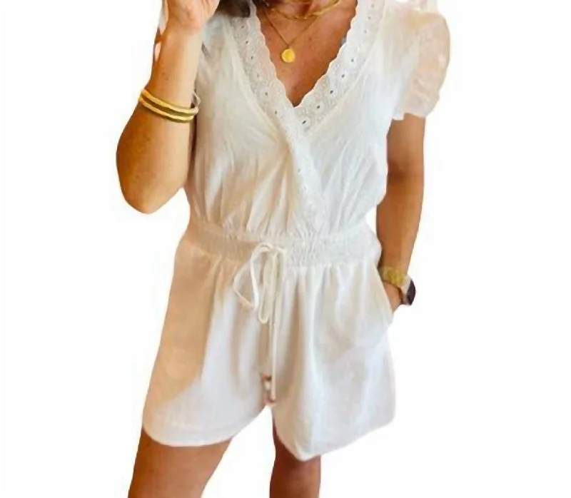 A Day At The Beach Romper In White