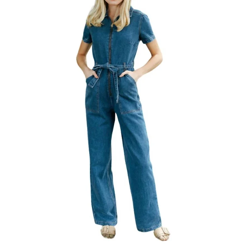 Ashton Denim Jumpsuit In Blue