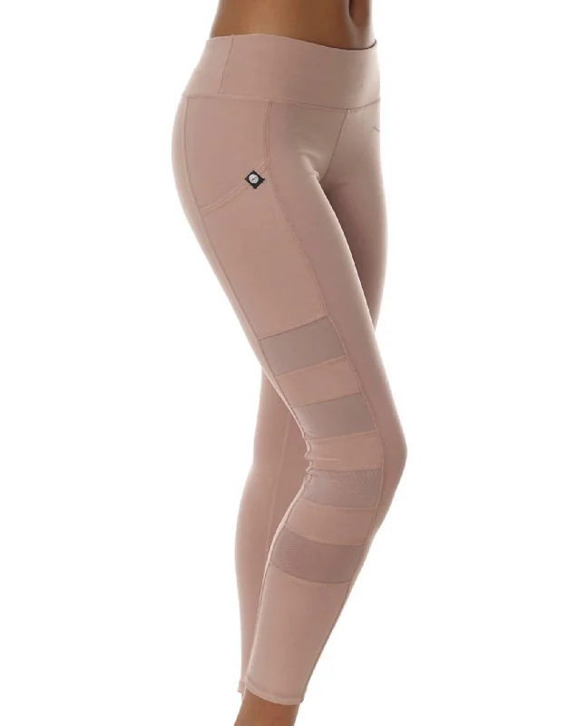 Cozy Comfort Chic Relaxed Wearables Street Style High Waisted Mesh Sides Legging With Pocket In Pink Cozy Comfort Chic Relaxed Wearables Street Style High Waisted Mesh Sides Legging With Pocket In Pink