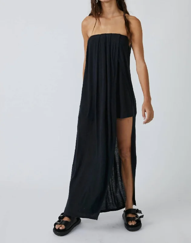 Summer Fling Solid Romper In Black