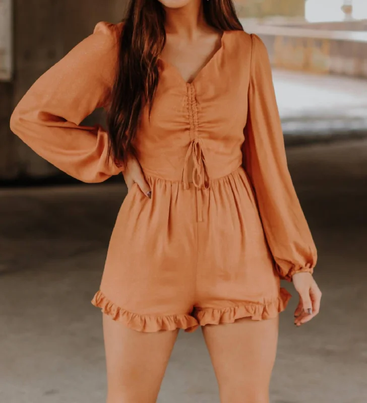 Touch Of Sparkle Romper In Orange