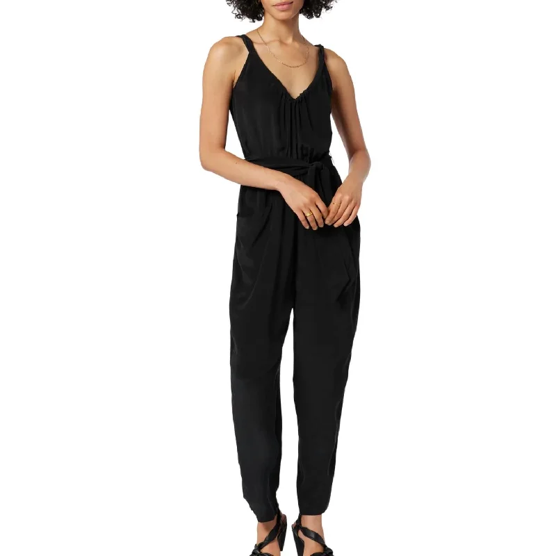 Vernet Silk Jumpsuit In Caviar