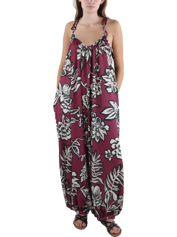 Womens Floral Scoop Neck Jumpsuit